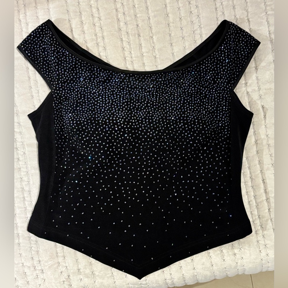Elegant Black Rhinestone top